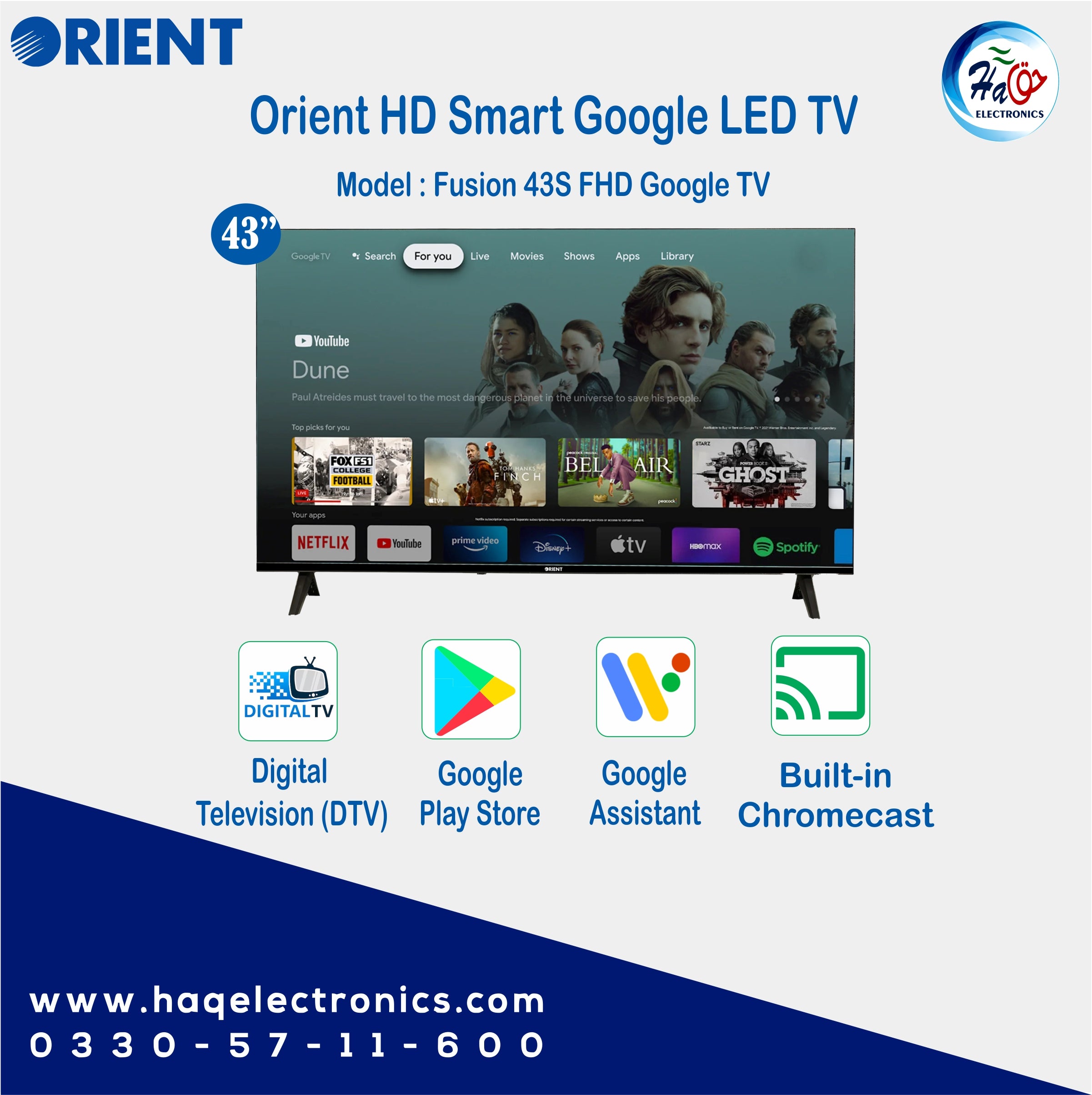 Orient 43 Inch Fusion 43S Full HD Smart Android Google LED TV