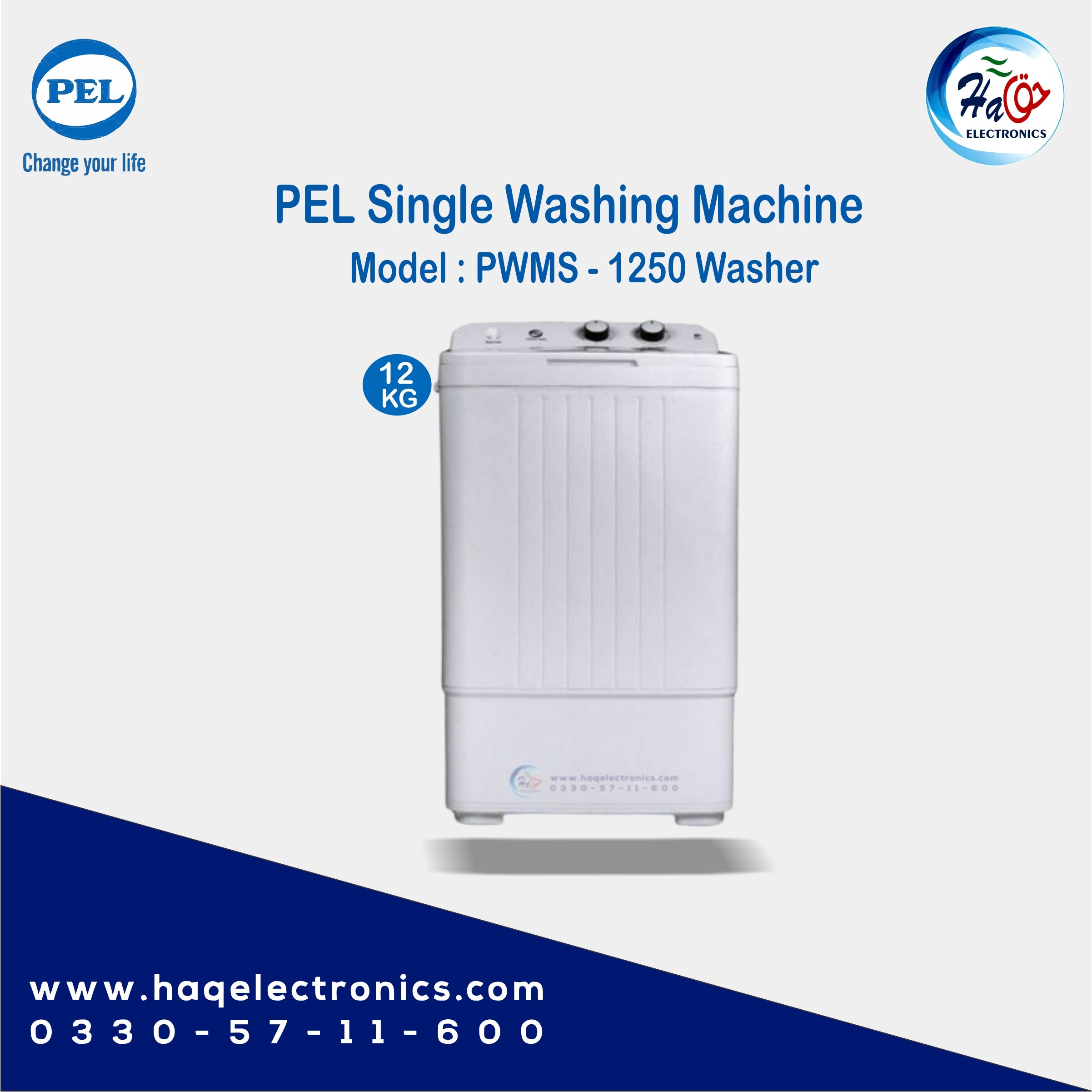 PEL Semi-Automatic Washing Machine PWMS 1250