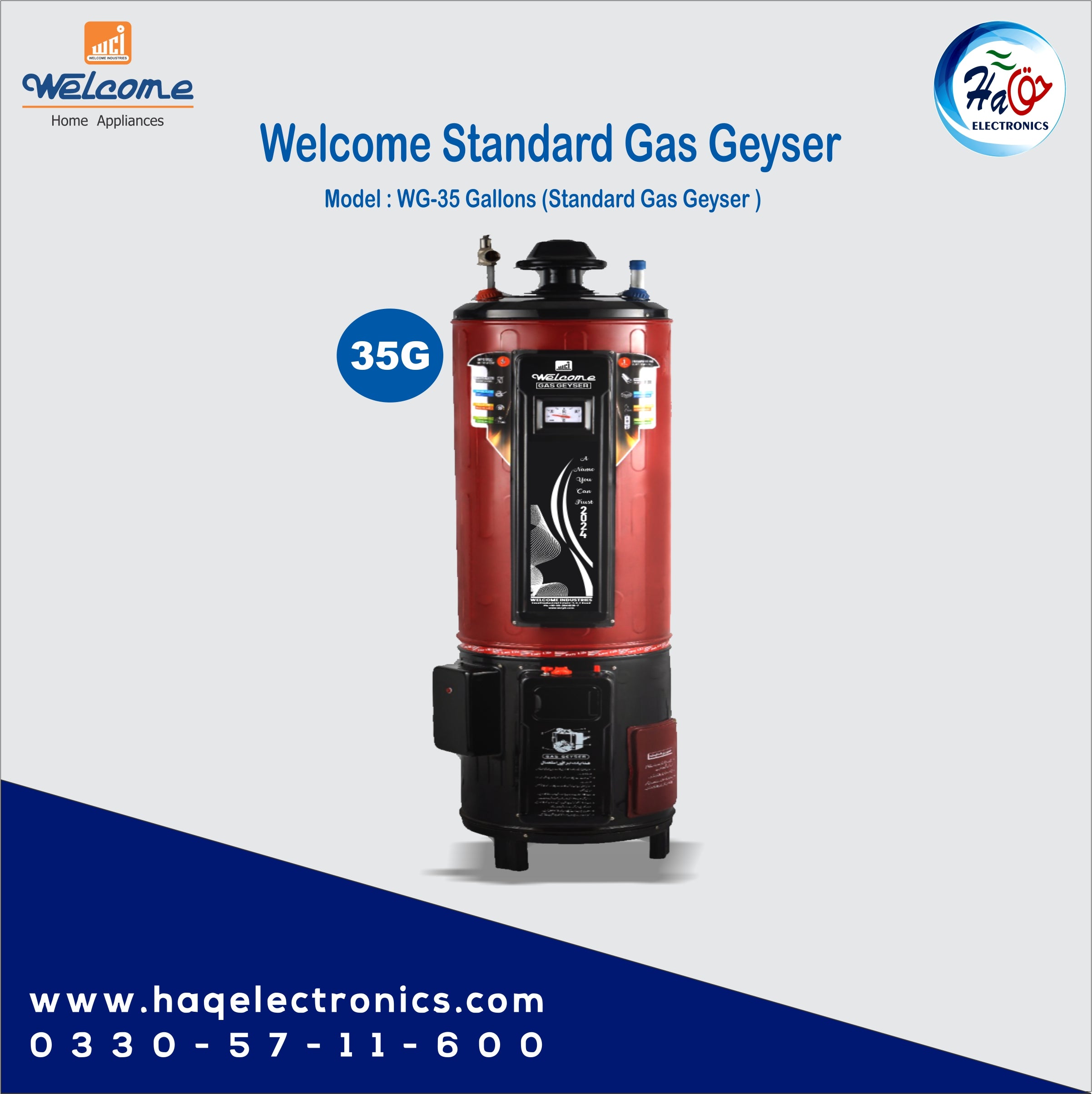 Welcome gas geyser WG-35 Gallons Standard